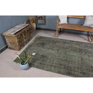 Tapis turc 4,8 x 8,4 pieds, grand tapis vintage, tapis en laine à motifs floraux verts - Product Image 5