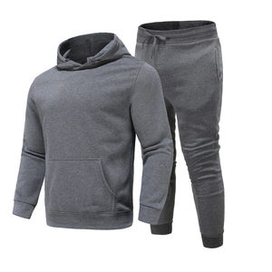 Survêtements de jogging en coton épais unisexe pour hommes, survêtements décontractés avec logo personnalisé, avec capuche, ensemble de survêtements à capuche unis pour hommes, OEM - Product Image 1