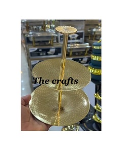 Hammered Stainless Steel And Wood <b>3</b> <b>Tier</b> <b>Cake</b> <b>Stand</b> Bestest Design Dessert Server For Wedding And Party Use - Product Image 2