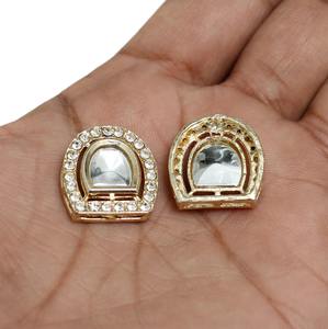 Connecteurs Kundan dorés élégants assortis 21x19mm composants en alliage pour boucles d'oreilles colliers ingrédients de fabrication de bijoux - Product Image 1