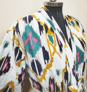 Ikat Print Women Wear Bathrobe <b>Velvet</b> Kimono <b>Dress</b>, Indian <b>Long</b> <b>Velvet</b> Bathrobe Kimono, Unisex <b>Velvet</b> Robe Luxurious Bathrobes f - Product Image 5