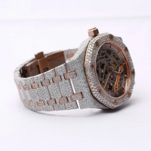 Hip Hop tendencia VVS Lab grown CVD Diamond Watch Lujo Personalizar Hip Hop Reloj mecánico con banda de acero inoxidable de oro amarillo - Product Image 4