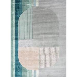 Alfombra Rectangular de Lana y Viscosa Azul Tejida a Mano con Diseño Abstracto 9x12 para Entrada, Dormitorio y Sala de Estar - Tnq-3230 - Product Image 1