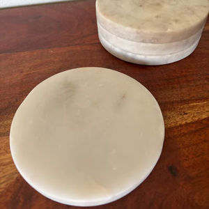 Unique Stone Round Marble Coasters Coastal Inspired Drink Coasters Set For Tabletop Decor - Product Image 1