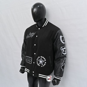 OEM Service Custom Made PU Leather Sleeves Chenille Embroidery Wool Body Streetwear Letterman Varsity Jackets For Mens - Product Image 6