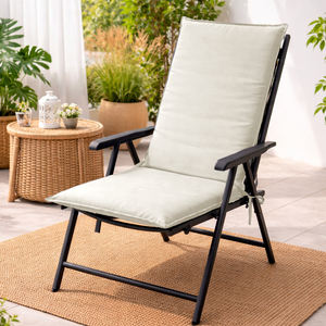 Loft Style 120x50x4cm Outdoor <b>Garden</b> <b>Chair</b> <b>Cushions</b> with Fastening Straps & Removable Cover Foam Filled for Patio & Yard - Product Image 1