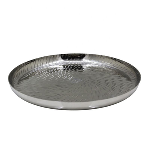 Vente en gros de plats de service en acier inoxydable écologiques faits à la main, plats ronds en métal pour mariage, commande minimum de 100 pièces - Product Image 3