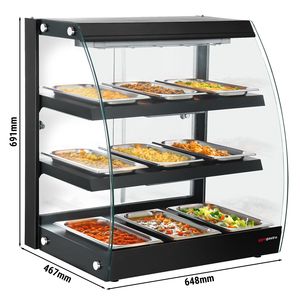 Vitrine chauffante commerciale - 648 mm - 1,16 kW - avec 3 étagères - Noir - Product Image 2