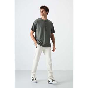 Pantalon de survêtement décontracté pour homme Carlo en molleton écru avec taille élastique - 84942 - Product Image 6