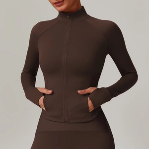 Wholesale Women Yoga Top Long Sleeve Zip Up Gym Activewear OEM Custom Logo Yoga <b>Jacket</b> Women Sportswear <b>Workout</b> Top - Product Image 1