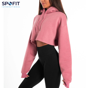 Sudadera Corta con Capucha para Mujer, 100% Algodón, Felpa, Mangas Largas, Secado Rápido, Transpirable, Ropa Urbana - Product Image 1