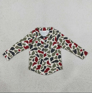Ensemble de pyjamas de Noël pour bébés garçons, manches longues, vert et rouge camouflage, chemises boutonnées - Product Image 3