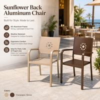 Silla de Comedor Exterior Moderna FLD2086, con Respaldo Tipo Girasol, de Aluminio, con Iluminación, para Patio, Hotel o Resort