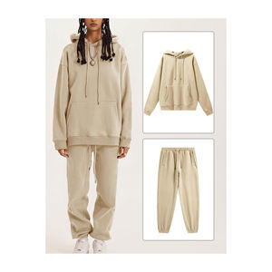 Survêtement surdimensionné pour hommes, respirant 100% coton, léger, épaule tombante, poche kangourou, ensemble de jogging à capuche, vente en gros - Product Image 3