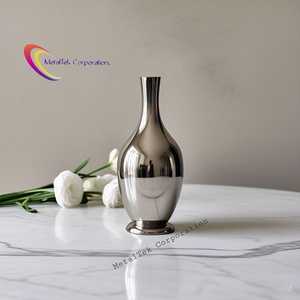 Vase à fleurs argenté chromé métal poli Design moderne Style de luxe Vase en métal nordique Pot de fleur décoration de la maison nouveaux jardinières - Product Image 1