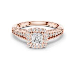 Bague de fiançailles pour femme avec diamant de laboratoire taille Asscher 1,19 carat, pureté VVS-VS EF, en or 18 carats, 14 carats, 10 carats et argent 925, rose - Product Image 2