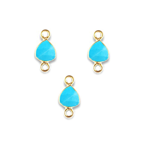 Turquesa Trillón Forma Corte facetado 925 Conector de plata esterlina 6mm Bisel Oro Vermeil Colgantes finos Encantos para regalo - Product Image 1