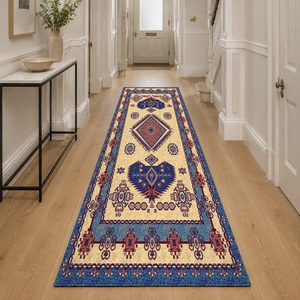 Tapis de salon en chenille antidérapant, imprimé numériquement, style oriental traditionnel, couleur terre cuite dorée, lavable en machine, vente en gros - RUGS DEPOT LXDP-0324 - Product Image 5