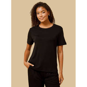 Camiseta Lisa para Mujer, Clásica, Informal, de Manga Corta, Básica, Suave, para Uso Diario, con Logotipo Personalizado OEM, Marca Privada - Product Image 1