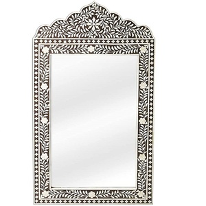 Incrustation d'os marron fleur sur mesure, cadre de miroir suspendu de chambre à coucher, miroir de bureau, miroir décoratif mural de salon - Product Image 3