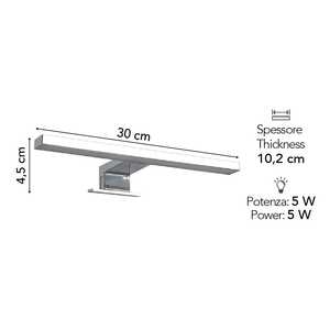 Lampe de miroir de salle de bain LED 30 cm - Product Image 3
