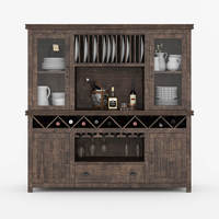 Meuble de salle à manger/bar en teck massif de style farmhouse, éco-responsable, avec porte vitrée, pour cuisine, en bois de Java