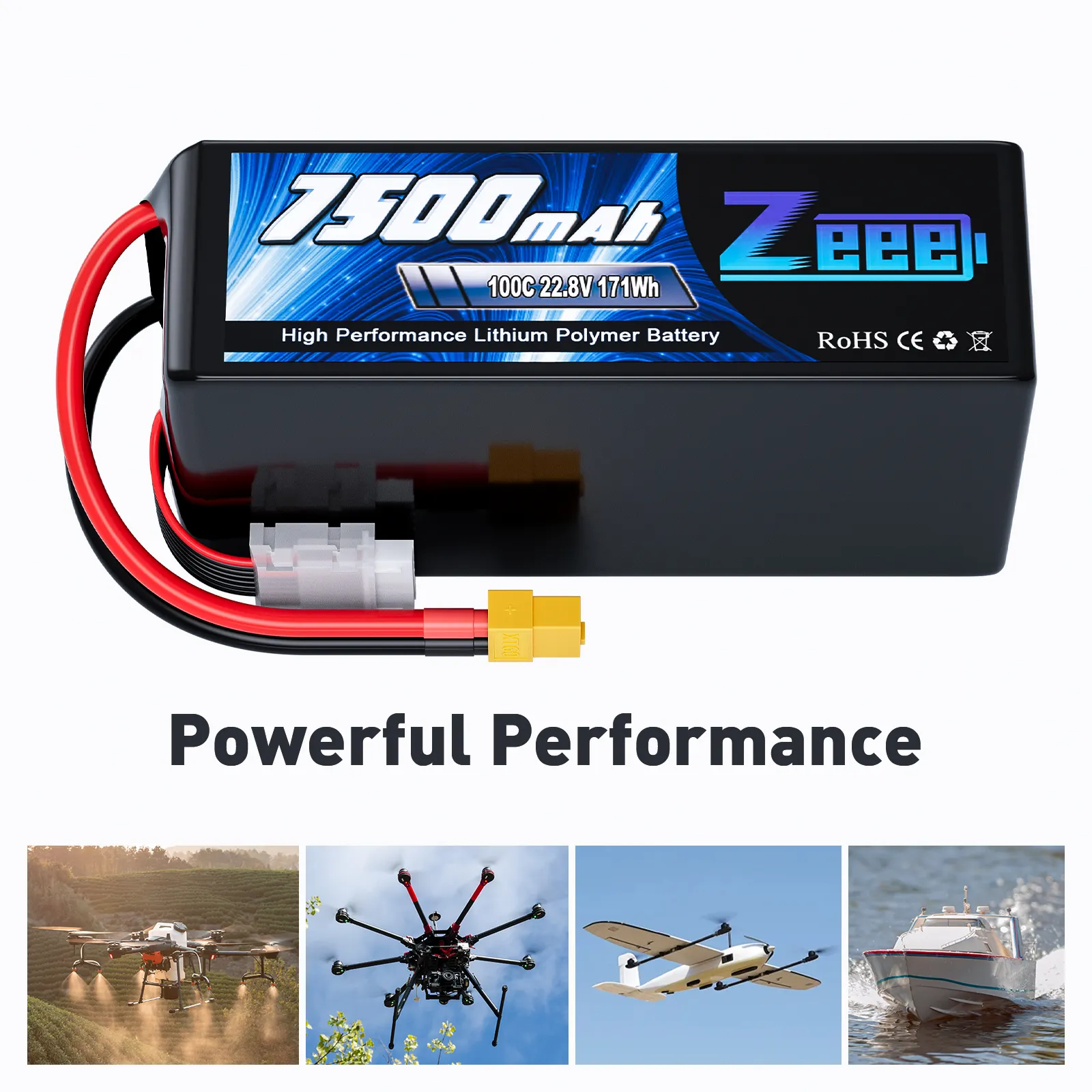 Rusia Stock zeee drone FPV batería 22,8 V 6S 7500mAh100C XT60 HV batería de Dron de alta capacidad de alto voltaje para Dron UAV