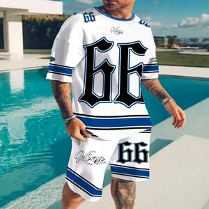 Conjunto de Camiseta de algodón orgánico con estampado de sublimación personalizado 2025 para hombre, pantalones cortos transpirables de verano y traje de camisa - Product Image 2