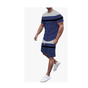 Men's Plus Size Casual Summer Sports <b>Set</b> Custom Two-Piece High Quality Cotton Polyester breathable T Shirt and Shorts - Product Image 3