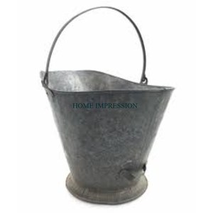 Seau de stockage de charbon Seau à ordures avec design moderne enduit de poudre de couleur grise avec poignée Panier de stockage de charbon Fournitures de cheminée - Product Image 1