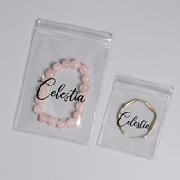 Pochette de rangement pour bijoux en PVC avec logo personnalisé, sac auto-scellant en PVC, sac à bijoux pour bagues, boucles d'oreilles, colliers, bracelets, emballage