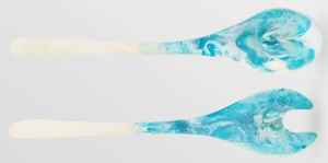 Ensemble de serveurs à salade en résine marbrée blanche et noire, cuillère en acrylique, outil à fentes, vaisselle de table, fournitures de restauration, article d'usine - Product Image 4