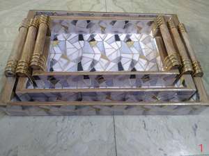 Handmade Polished Eco-Friendly Acacia <b>Wood</b> Tray <b>Rustic</b> Carved Serving Solution India Large Decorative Home Decoration Wholesale - Product Image 4