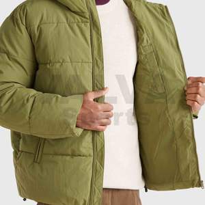 เสื้อแจ็กเก็ตตัวพองของผู้ชายผ้าแคนวาสแบบซิปรูดซิปสีพื้นกันน้ำได้สำหรับกลางแจ้งฤดูหนาว - Product Image 5