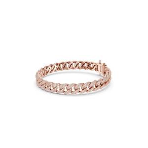 Bracelet cubain en diamant de laboratoire 4,997 CT, taille brillant ronde VVS-VS EF, or 10KT, 14KT, 18KT et argent 925, rose, jaune - Product Image 4