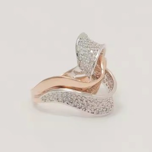 14K แหวนเพชรมอยส์ซอไนต์แท้ประดับเพชรแบบสองวงแหวนกระชับลายคลื่นครอสโอเวอร์เครื่องประดับของขวัญสำหรับเธอ - Product Image 4