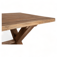 Ensemble de table à manger rustique en teck ancien récupéré, unique, pour 6 personnes, pour restaurant, extérieur et salon
