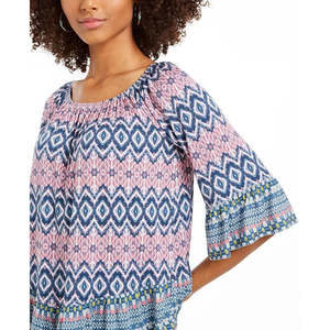 Top da Donna Style Co con Stampa, Spalle Scoperte, in Chiffon, Taglia XL, Stile Coreano, Motivo Leopardato Floreale Blu Scuro per Primavera/Estate - Product Image 3
