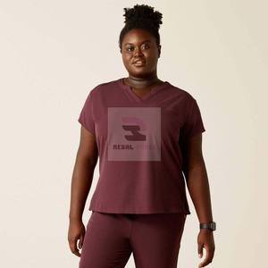 Haut de gommage unisexe à col en V et à manches courtes pour hôpital infirmier - Product Image 4