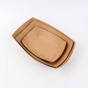 Bandeja de almuerzo biodegradable superior de comida caliente con revestimiento de PE de impresión personalizada nueva de alta calidad bandeja de papel de comida con forma de barco - Product Image 5
