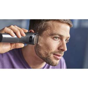 Tondeuse à cheveux pour homme, technologie DualCut, 13 réglages de longueur (0,5-23 mm), lame en acier inoxydable, batterie, anti-bouchon, argent/noir, US - Product Image 2