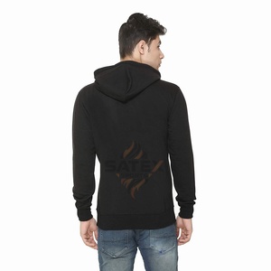 Pull-over thermique d'hiver décontracté à capuche pour hommes, tissu en polaire de coton et de polyester uni, bouffée d'épaule ample imprimée de logo personnalisé - Product Image 5