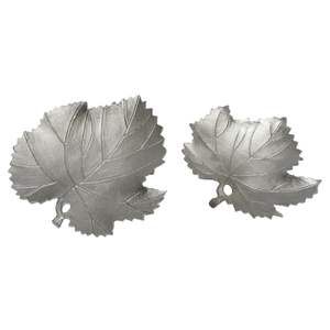 Plateaux muraux en aluminium en forme de feuille d'argent avec crochets Art mural en métal et plateaux multi-usages pour la décoration moderne de la maison ou du bureau - Product Image 1