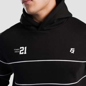 Sweat à capuche noir Dripline en molleton épais avec broderie 3D et logo sérigraphié, fermeture éclair, grandes tailles - Product Image 5