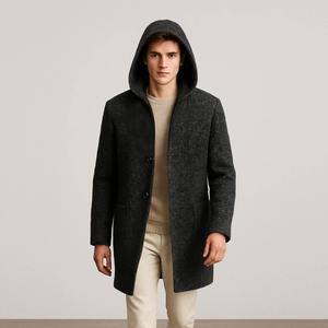 Manteau d'hiver long en laine écologique pour homme, doux, chaud, élégant et stylé pour un usage quotidien au bureau et en voyage - Product Image 1