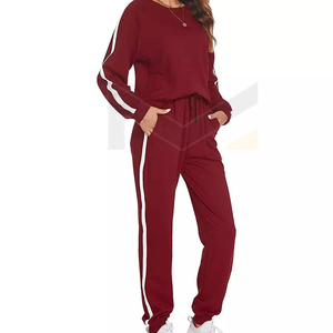 Women Tracksuit Solid Color Crew Neck Long Sleeve <b>Jogging</b> <b>Suit</b> With Side Pockets Drawstring Waist Loose Fit Wear - Product Image 1