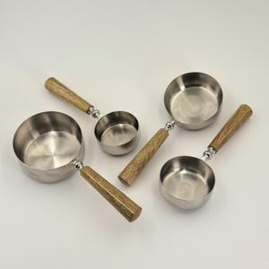 Portable Stainless Steel <b>Measuring</b> <b>Cups</b> with Wooden Handle for Powder and Water <b>Measuring</b> <b>Cup</b> Scoop in Lowest Price in India - Product Image 2