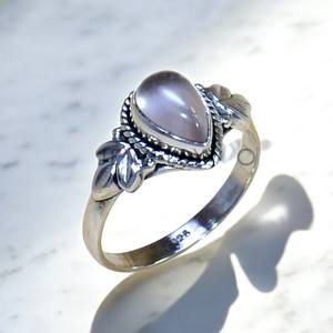 Anillo real clásico de joyería fina de Plata de Ley 925 con piedra preciosa de cuarzo rosa de diamante de corte de pera Natural - Product Image 2