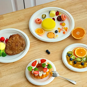 Reusable 12 Inch Dinner Plate Eco-Friendly Biodegradable Sugarcane Bagasse Disposable Paper Plates for Weddings Compostable