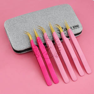 Pinzas para Extensión de Pestañas con Punta de Fibra, 90 Grados, Punta Fina, Volumen X, Acero Inoxidable, Antideslizantes, Herramienta de Precisión para Pestañas - Product Image 1